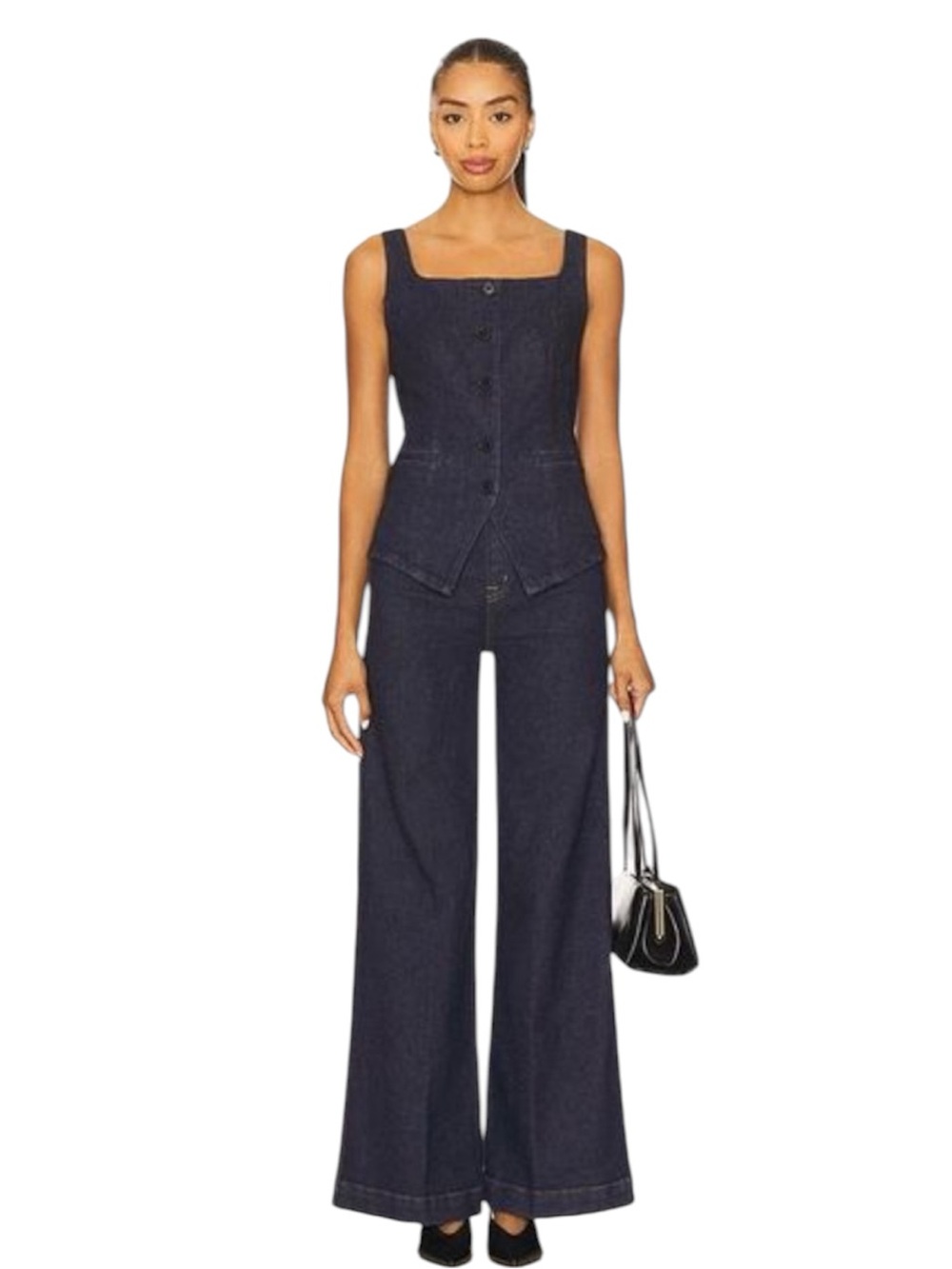NWT Spanx Denim Tailored Vest - Navy/Undone Indigo - Size XL